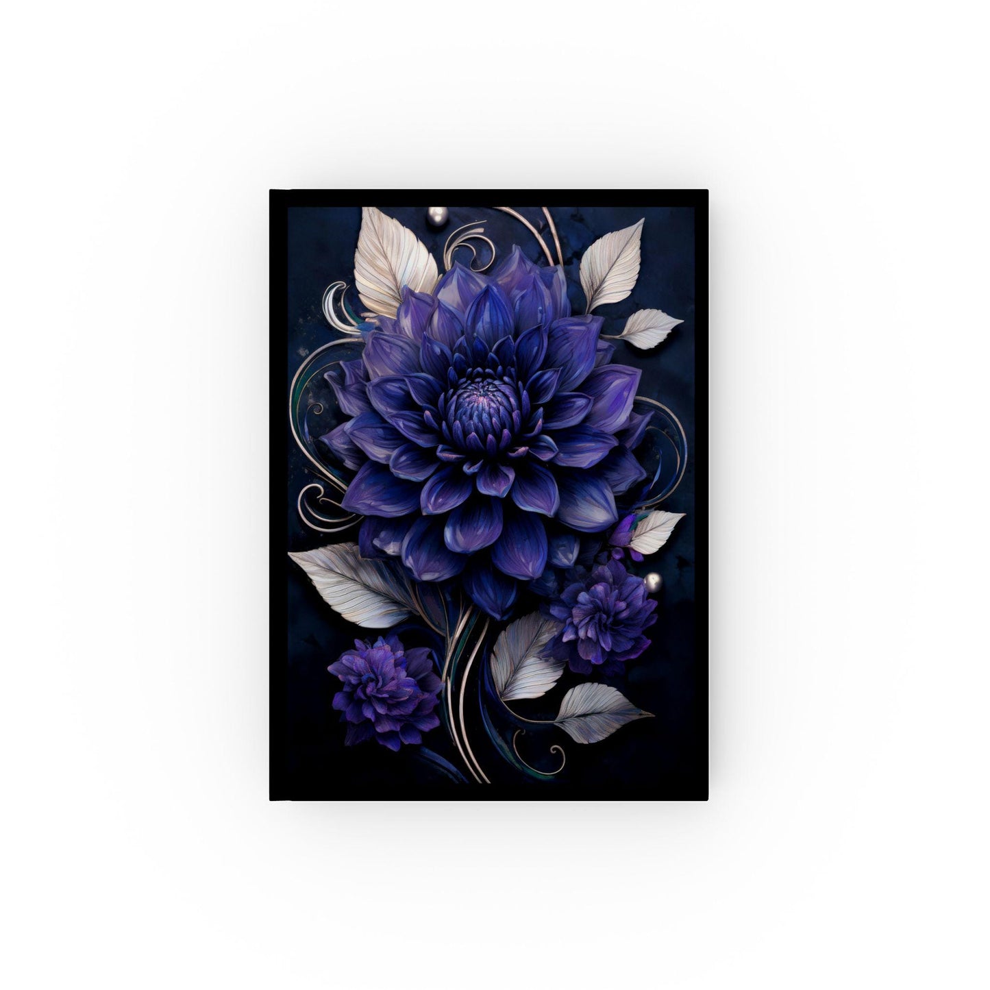 Hard Backed Journal - Muted Sapphire Floral Design - Dahlia Dreams Collection