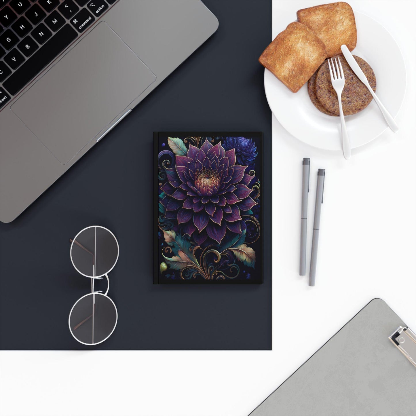 Hard Backed Journal - Violet Shadows Floral Design - Dahlia Dreams Collection