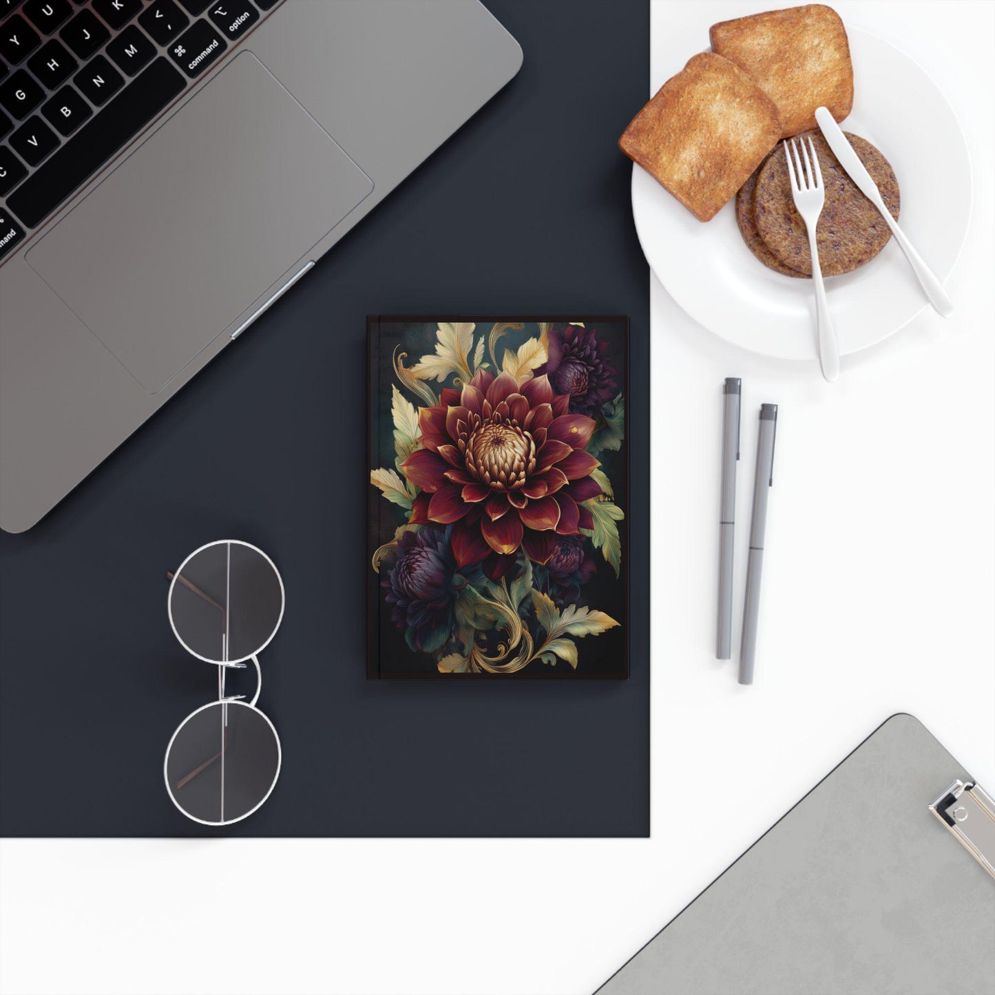 Hard Backed Journal - Burgundy Beauty Floral Design - Dahlia Dreams Collection