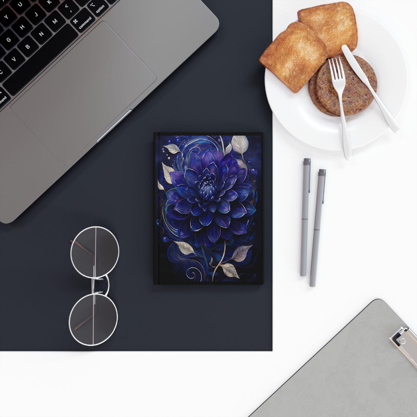 Hard Backed Journal - Lapis Veil Floral Design - Dahlia Dreams Collection