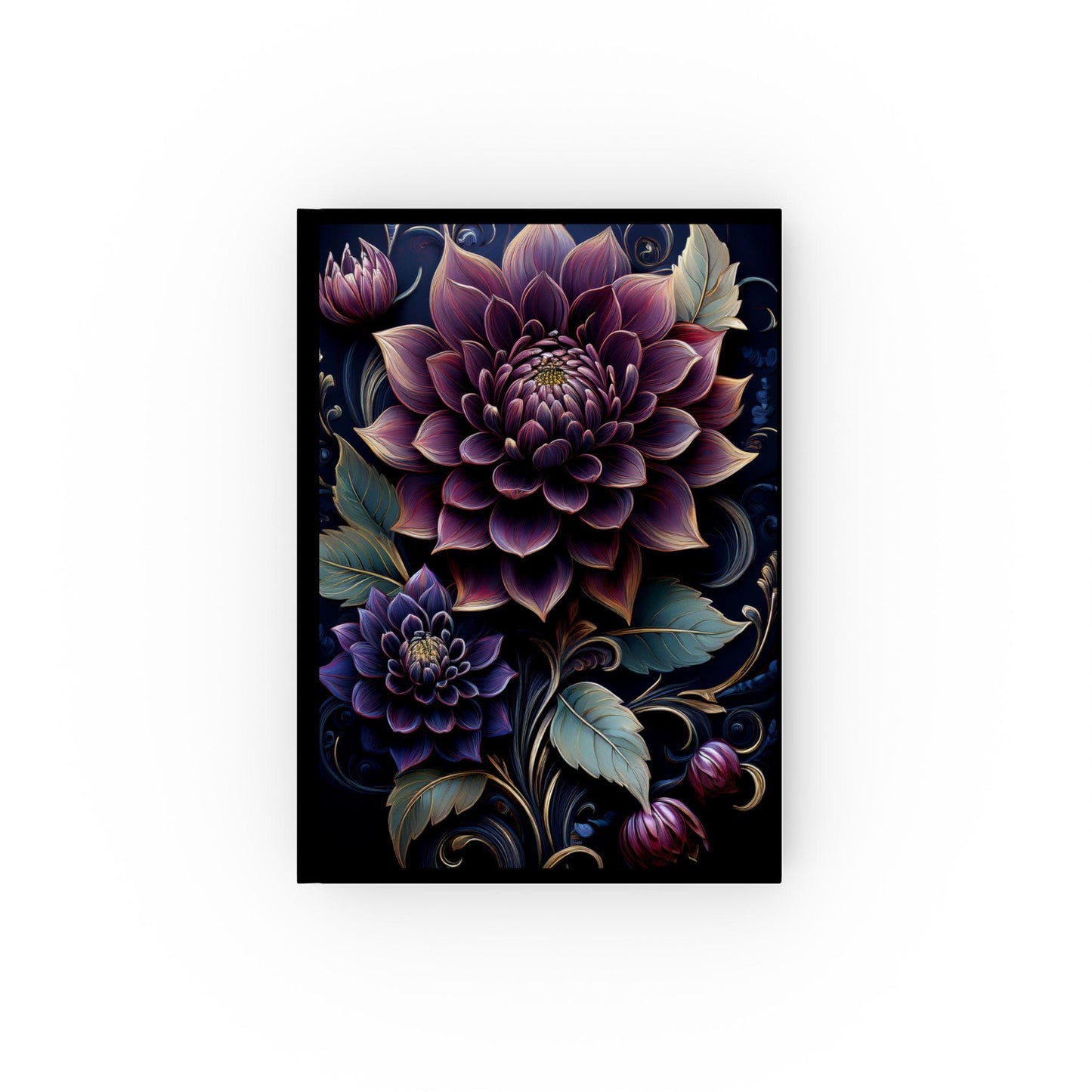 Hard Backed Journal - Midnight Ember Floral Design - Dahlia Dreams Collection