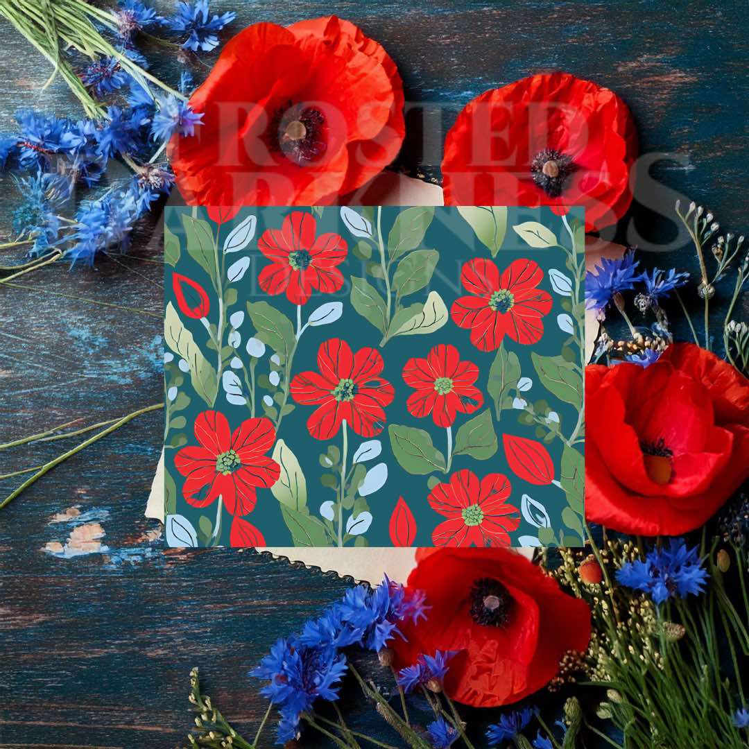 Thank You Cards - Red and Blue Wildflower - Classic