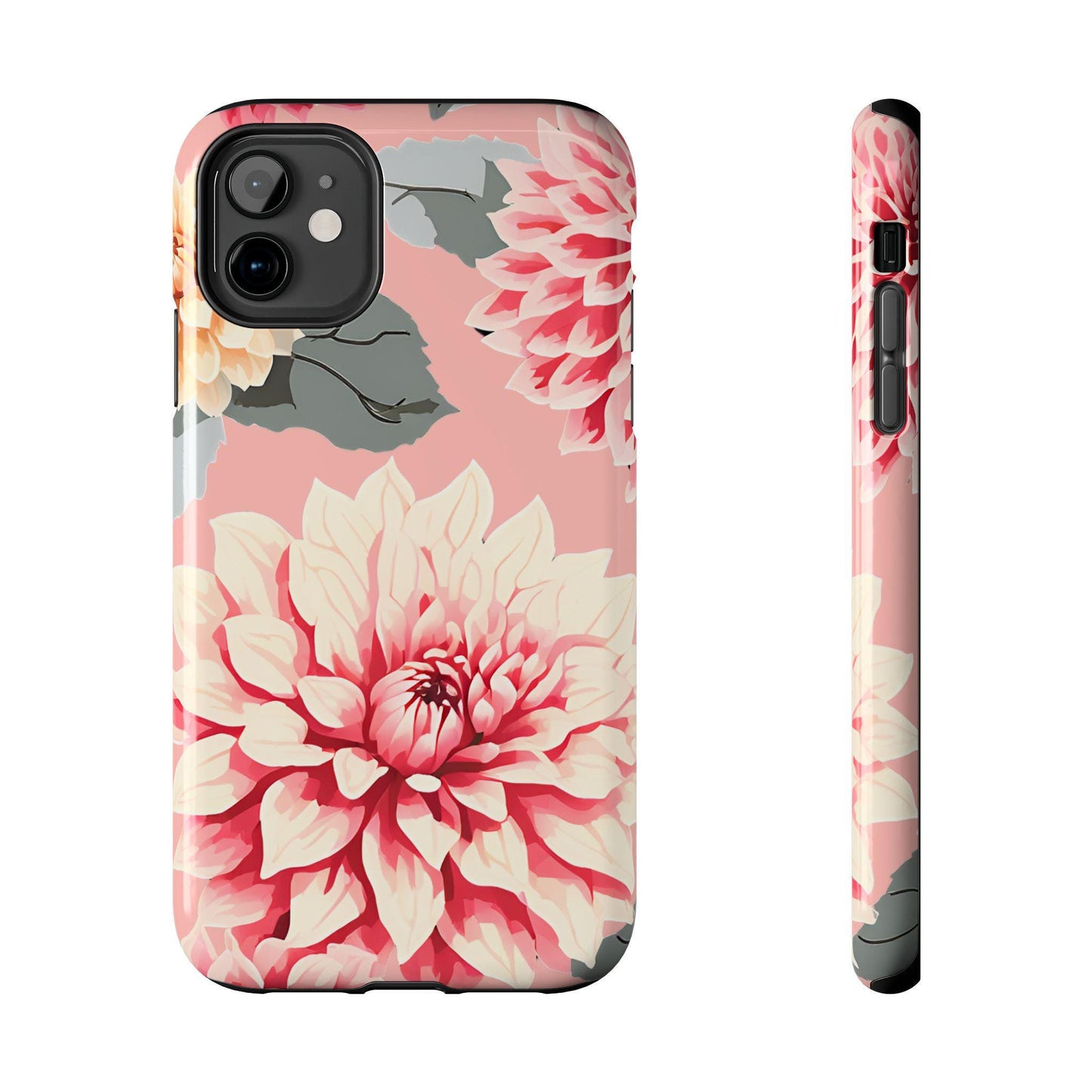 Tough Phone Cases - Pink Dahlia Phone Case, Floral Phone Cover, Protective Smartphone Case, Flower Design Tech Accessory