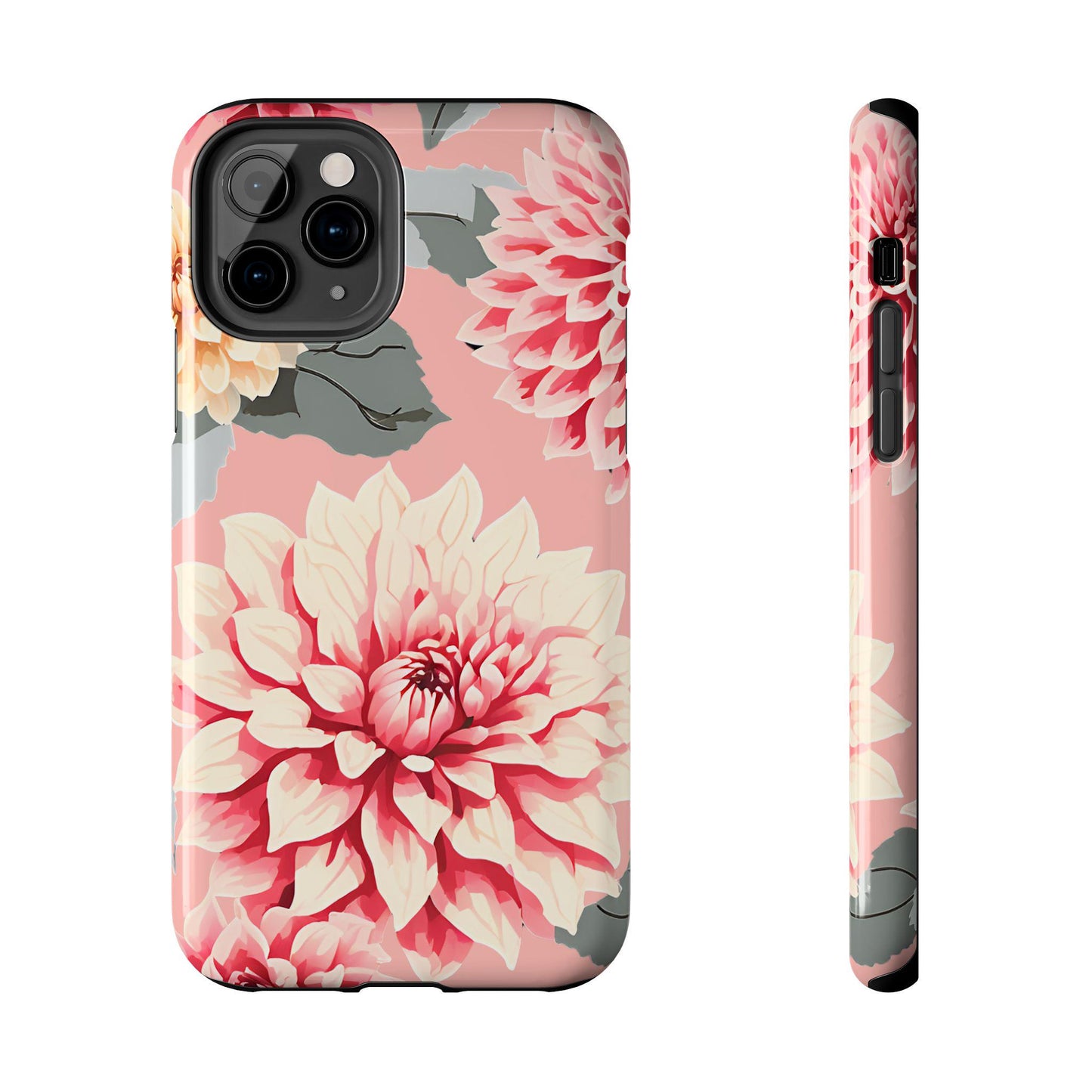 Tough Phone Cases - Pink Dahlia Phone Case, Floral Phone Cover, Protective Smartphone Case, Flower Design Tech Accessory