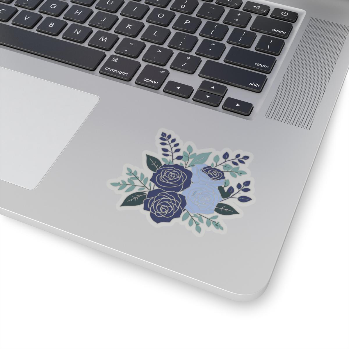 Blue Rose Bouquet Kiss-Cut Stickers - Transparent or White, 4 Sizes, Floral Design Sticker, Laptop Decal, Planner Sticker, Scrapbook