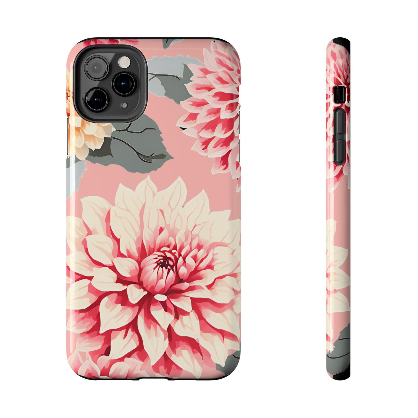 Tough Phone Cases - Pink Dahlia Phone Case, Floral Phone Cover, Protective Smartphone Case, Flower Design Tech Accessory