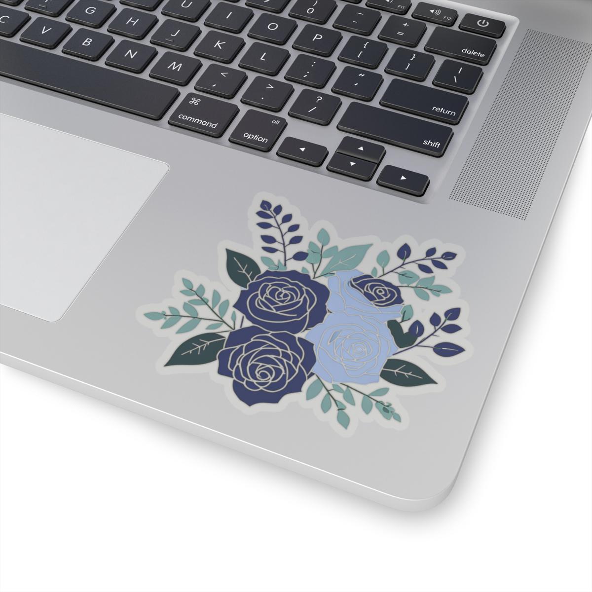 Blue Rose Bouquet Kiss-Cut Stickers - Transparent or White, 4 Sizes, Floral Design Sticker, Laptop Decal, Planner Sticker, Scrapbook